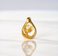 Egret Drop Pendant Jewelry Design 24k Gold .9999 Fine Gold