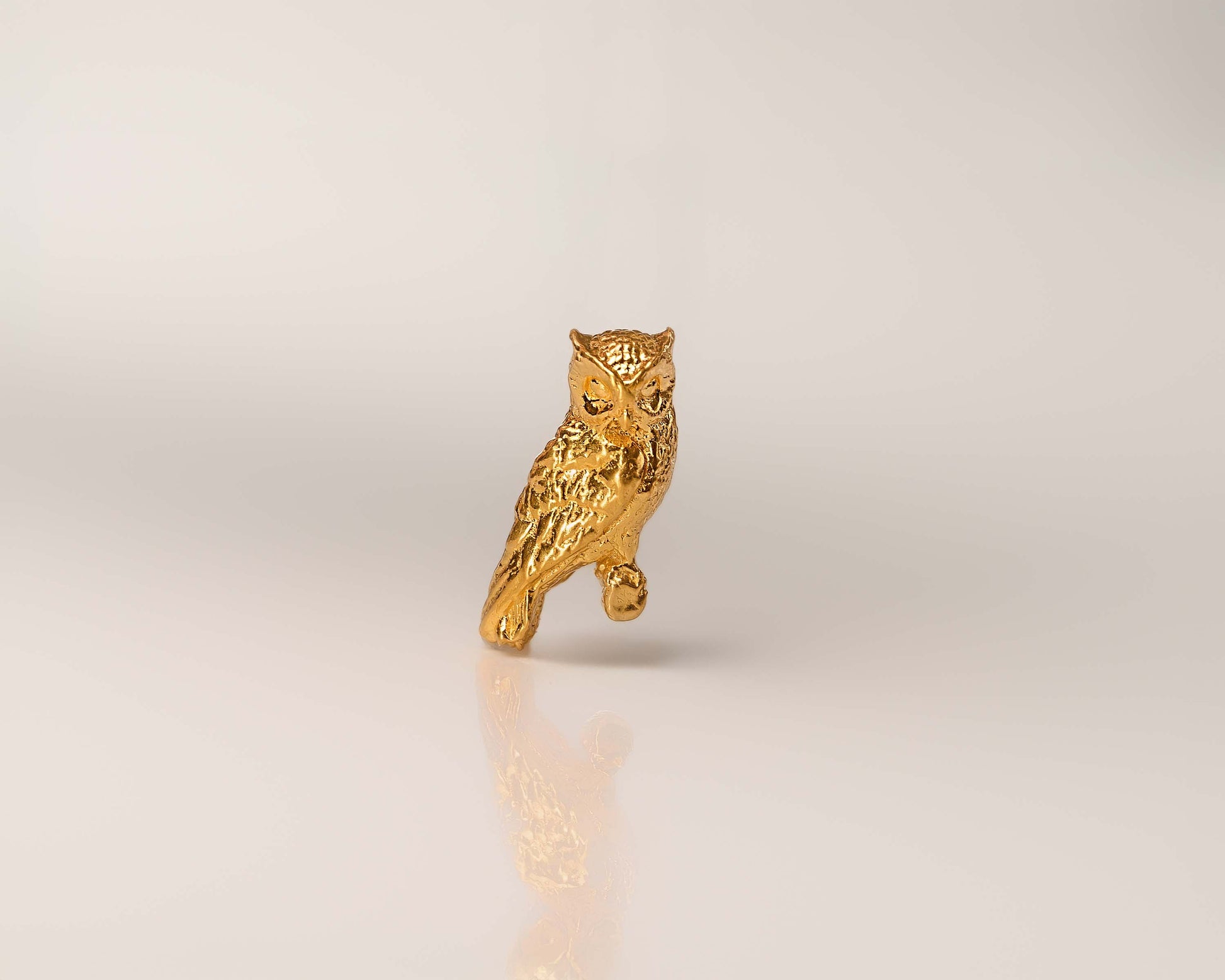 Owl Sculpted Pendant Jewelry Design 24k Gold .9999 Fine Gold | Large