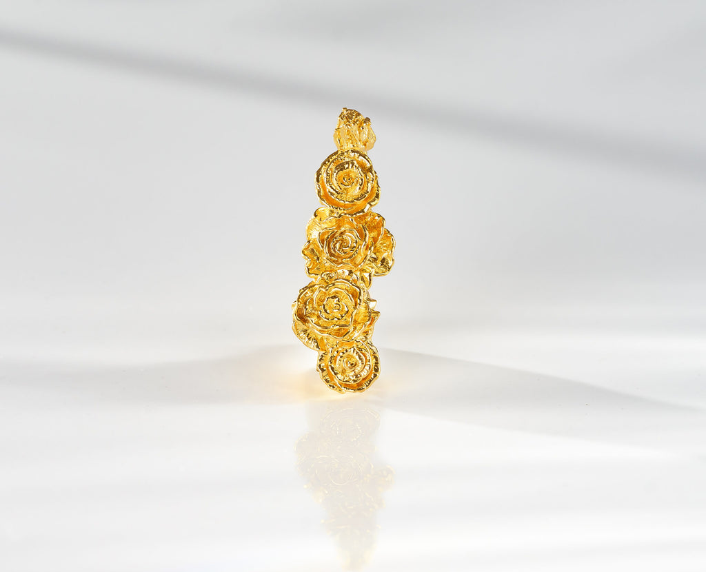 5 Rose Pendant Jewelry Design 24k Gold .9999 Fine Gold | Small