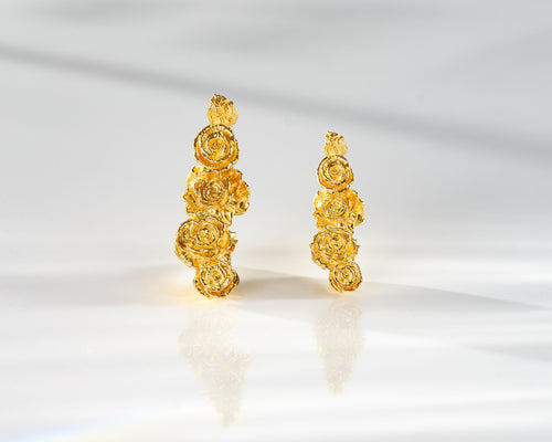 5 Rose Pendant Jewelry Design 24k Gold .9999 Fine Gold | Large