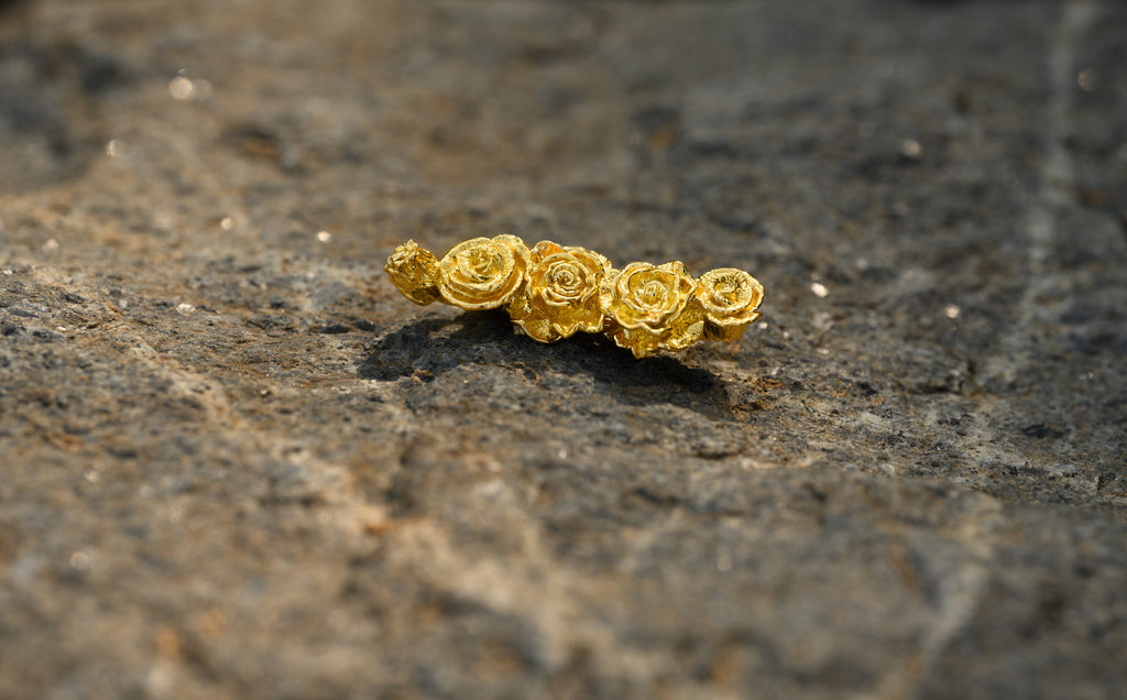 5 Rose Pendant Jewelry Design 24k Gold .9999 Fine Gold | Small